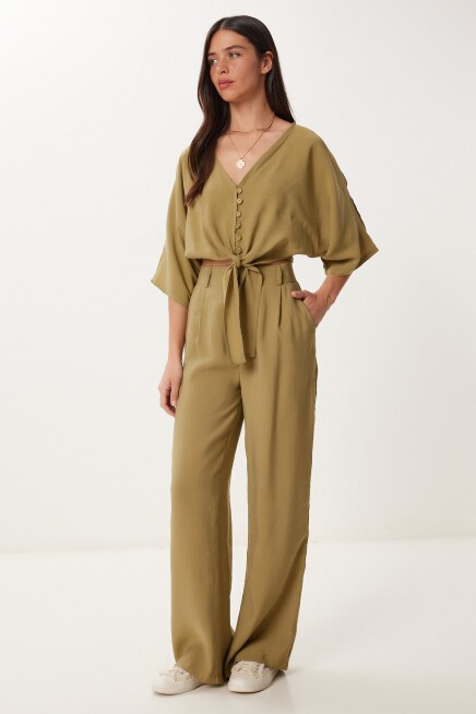 Modal Bluz Pantolon Takım ZEYTİN YEŞİLİ LBV0069