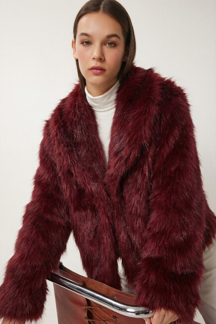 Suni Kürk Ceket BORDO LAX0001