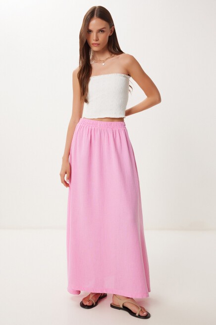 Cepli Kloş Müslin Etek PEMBE LBV0067