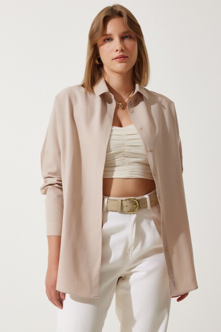 Oversize Basic Gömlek BİSKÜVİ LDD0003