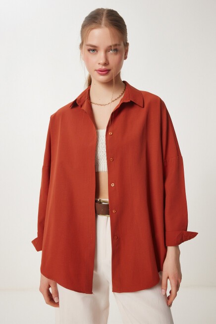 Oversize Basic Gömlek KİREMİT LDD0003