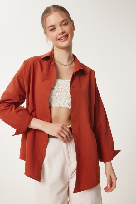 Oversize Basic Gömlek KİREMİT LDD0003