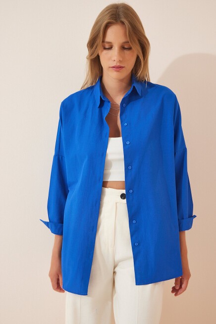 Oversize Basic Gömlek KOYU MAVİ LDD0003