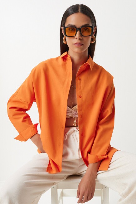Oversize Basic Gömlek ORANJ LDD0003