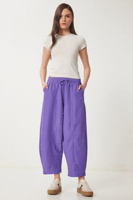 Yazlık İnce Ayrobin Şalvar Pantolon MOR LCI0029