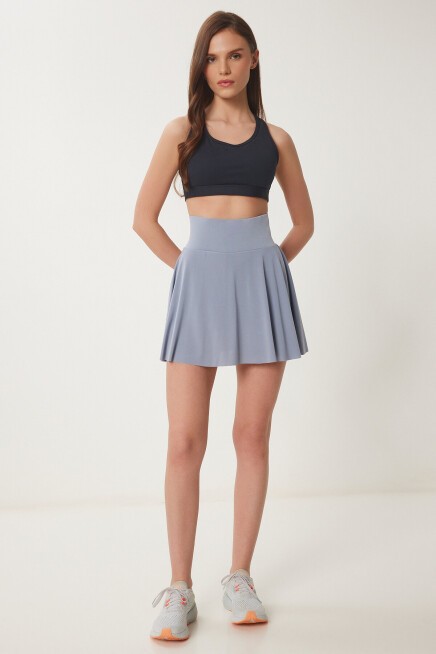 İçi Şortlu Örme Mini Tenis Etek GRİ LDZ0036
