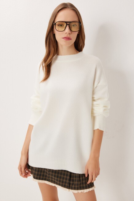 Oversize Basic Triko Kazak EKRU LDD0127