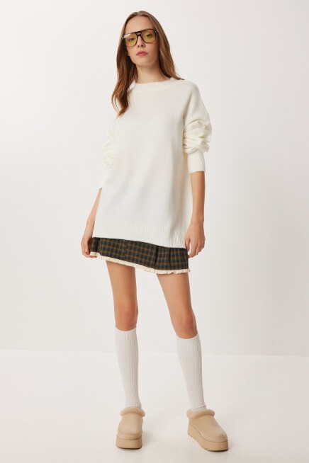 Oversize Basic Triko Kazak EKRU LDD0127