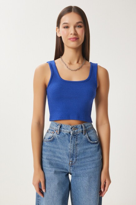Askılı Crop 3lü Paket Örme Bluz KIRMIZI GRİ MELANJ KOYU MAVİ LGT0005