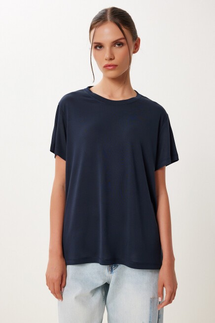 Basic Modal Örme T-shirt LACİVERT LFN0101