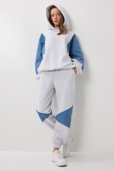 Blok Denimli Alt-Üst Takım AÇIK GRİ LFG0168