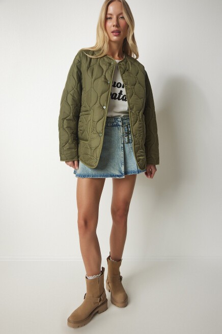 Cepli Oversize Kapitone Mont HAKİ LDZ0011