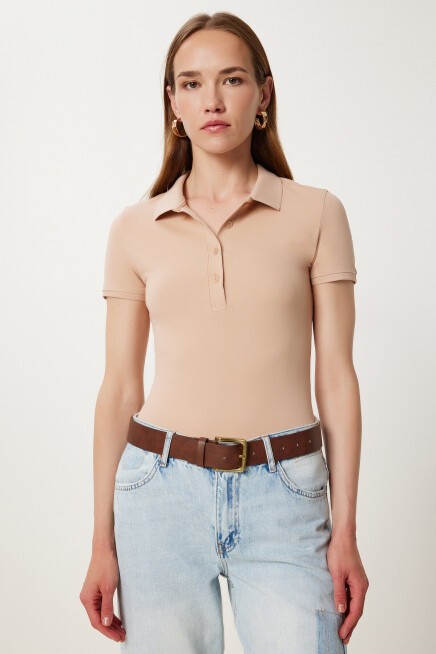 Polo Yaka Örme T-shirt CAMEL LFK0011