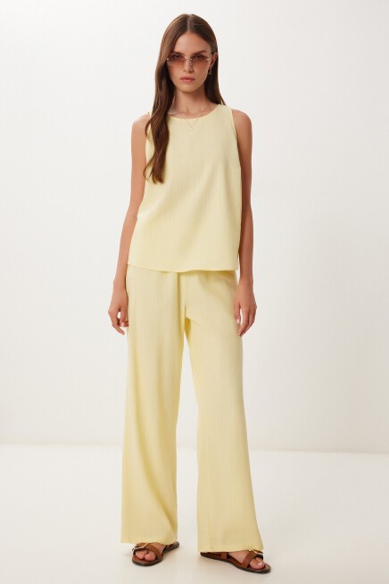 Keten Bluz Pantolon Takım SARI LMC0062