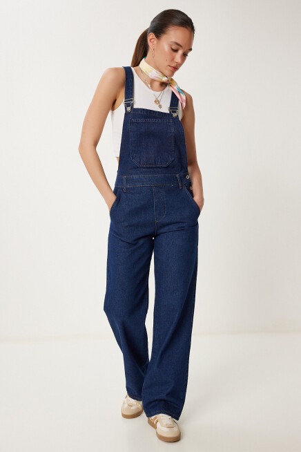 Askılı Denim Bahçıvan Tulum KOYU MAVİ LRV0006