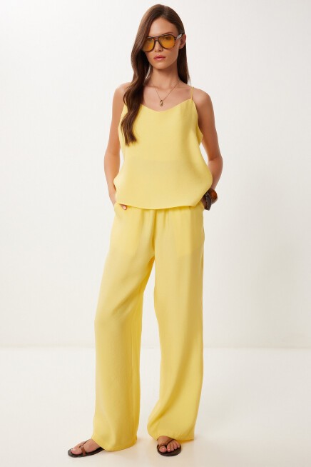 Askılı Modal Bluz Pantolon Takım SARI LRV0108