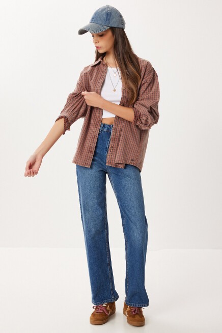 Düz Paça Yüksek Bel Jean P0297 MAVİ LRI0015