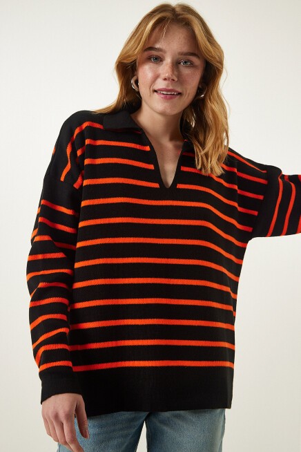 Polo Yaka Triko Kazak ORANJ LUS0005