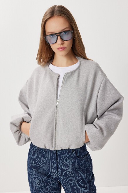 Soft Kaşe Bomber Ceket GRİ LUB0248