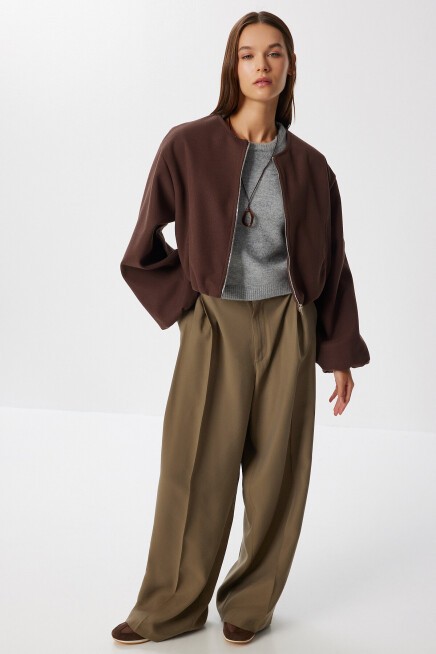Soft Kaşe Bomber Ceket KAHVERENGİ LUB0248