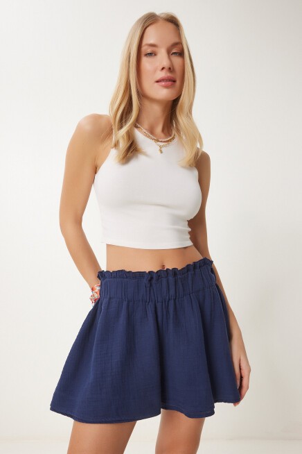 Çift Katlı Müslin Şort LACİVERT LNS0029