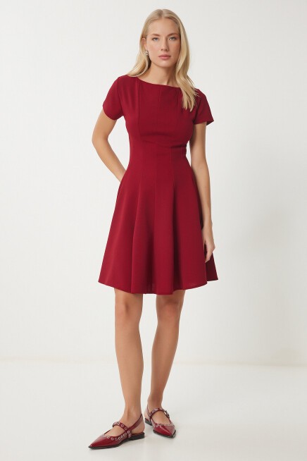 Godeli Mini Dokuma Elbise BORDO LUB0084