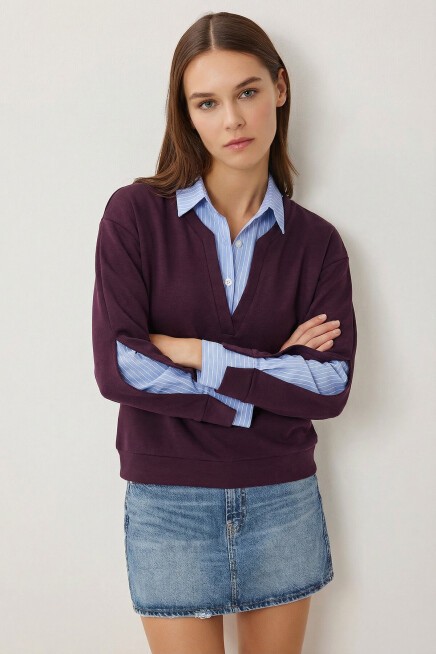 Gömlek Yaka Modal Sweatshirt MÜRDÜM LXA0018