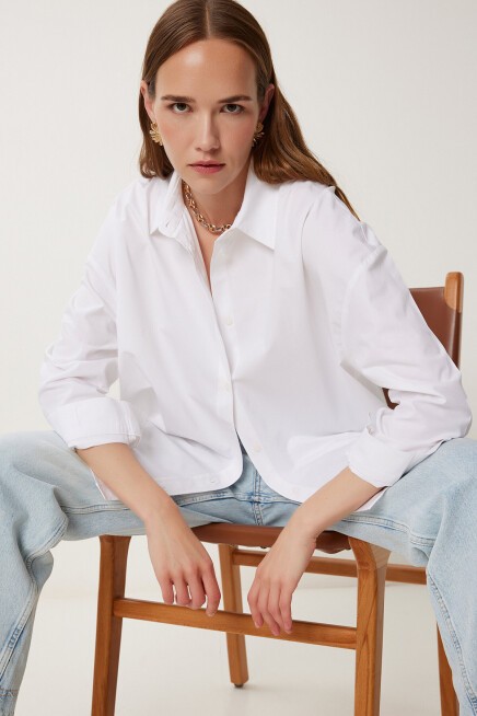 Oversize Poplin Gömlek EKRU LWF0041