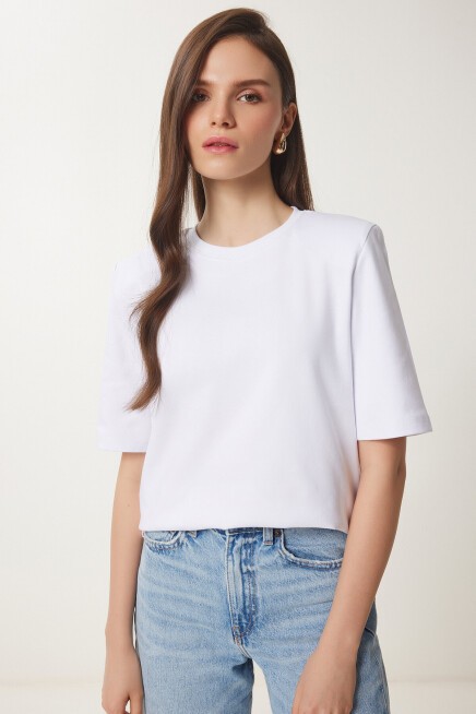 Vatkalı İnterlok Tshirt BEYAZ LUS0085