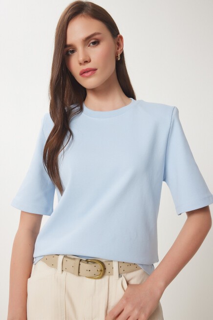 Vatkalı İnterlok Tshirt GÖK MAVİ LUS0085