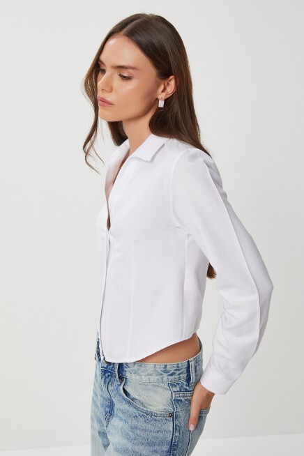 Vücuda Oturan Oxford Gömlek BEYAZ LGP0024