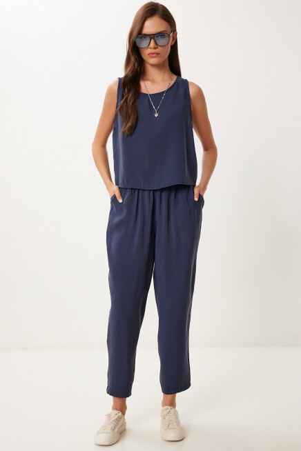 Kolsuz Bluz Pantolon Takım LACİVERT LMC0058