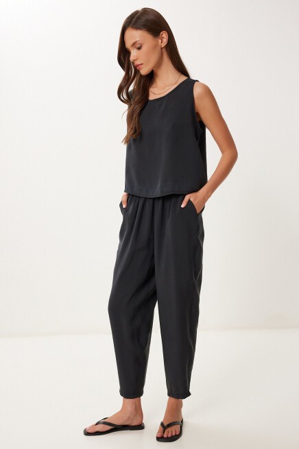 Kolsuz Bluz Pantolon Takım SİYAH LMC0058