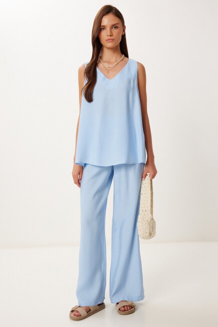 Modal Bluz Pantolon Takım GÖK MAVİ LMC0059