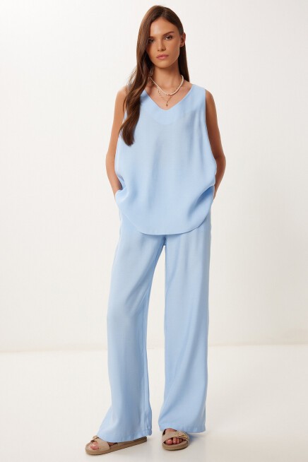 Modal Bluz Pantolon Takım GÖK MAVİ LMC0059