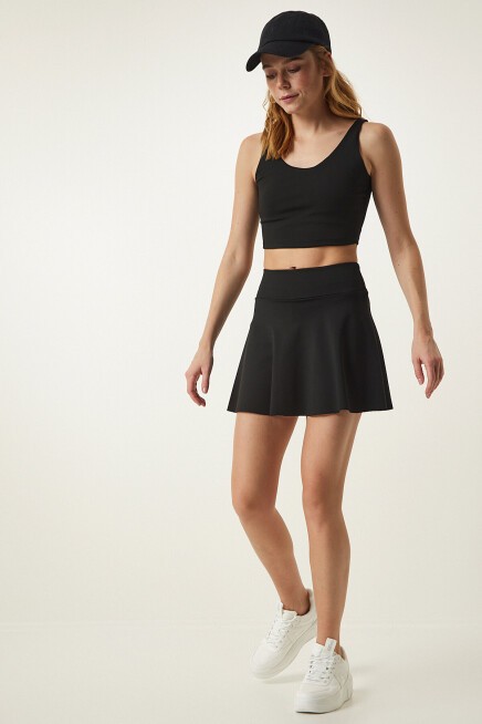 Şortlu Mini Tenis Eteği SİYAH LOW0003