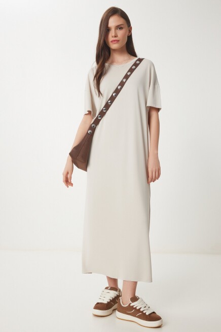 Oversize Basic Yazlık Örme Elbise TAŞ LUB0082