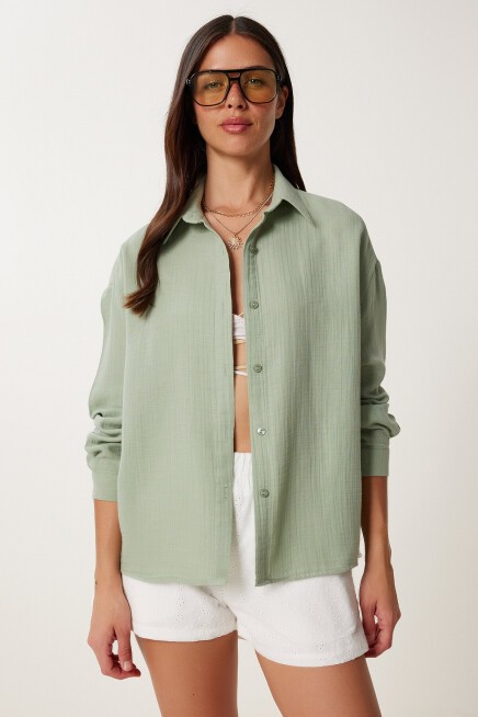 Oversize Müslin Gömlek ÇAĞLA YEŞİLİ LRG0027