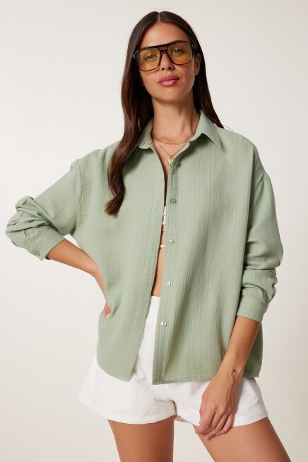 Oversize Müslin Gömlek ÇAĞLA YEŞİLİ LRG0027