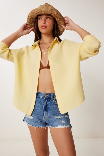Oversize Müslin Gömlek SARI LRG0027