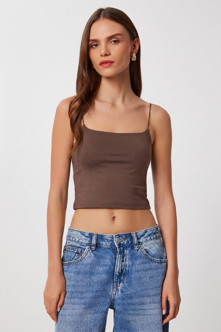 İp Askılı 2li Paket Örme Büstiyer KAHVERENGİ BEJ LDI0001