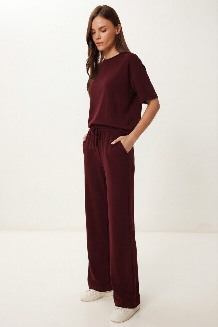 Rahat Esnek Modal Alt-Üst Takım BORDO LZV0056