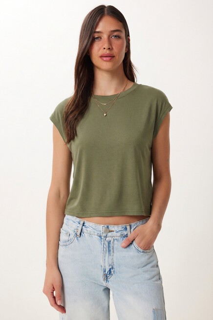 3’lü Paket Basic Viskon T-shirt SİYAH HAKİ EKRU LRN0044