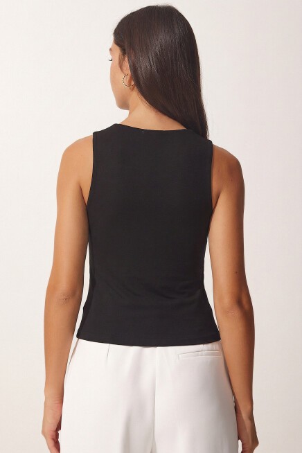 Basic Crop Viskon Bluz SİYAH LRN0058