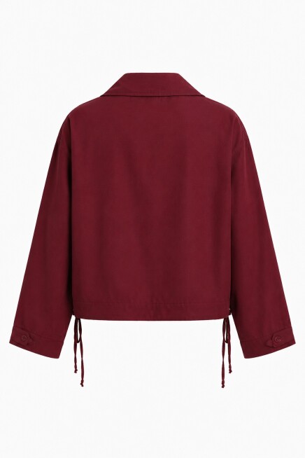 Kısa Poplin Trençkot BORDO LBY0069
