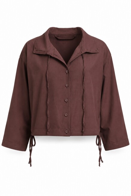 Kısa Poplin Trençkot KAHVERENGİ LBY0069
