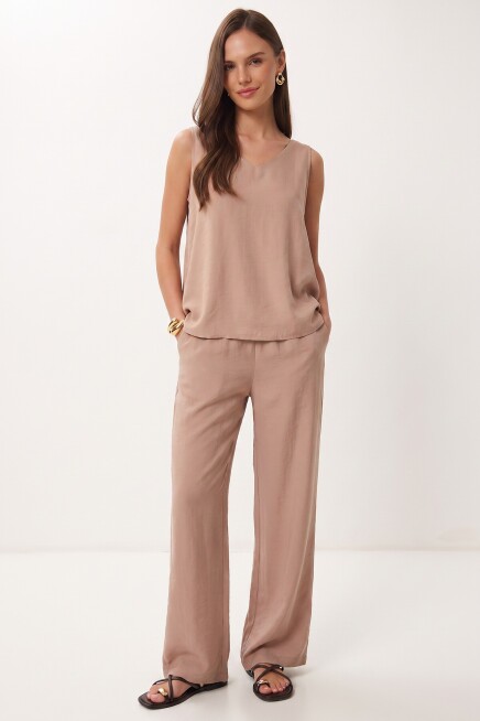 Modal Bluz Pantolon Takım BEJ LMC0059