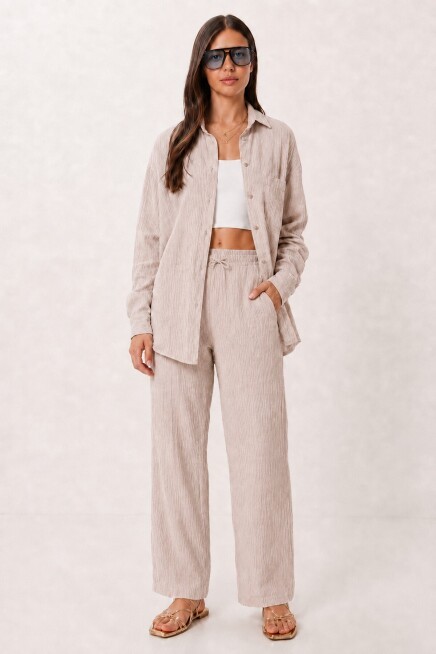 Oversize Müslin Gömlek Pantolon Takım TAŞ LSA0014