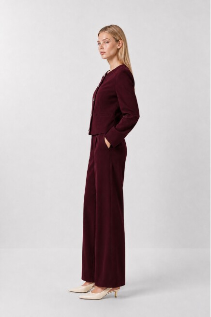 Gold Düğmeli Dokuma Ceket-Pantolon Takım MÜRDÜM LAZ0014