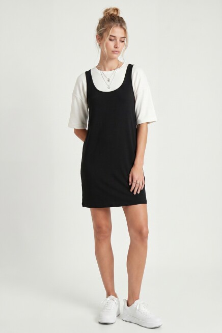Mini T-shirt Elbise İkili Modal Takım SİYAH LNT0040